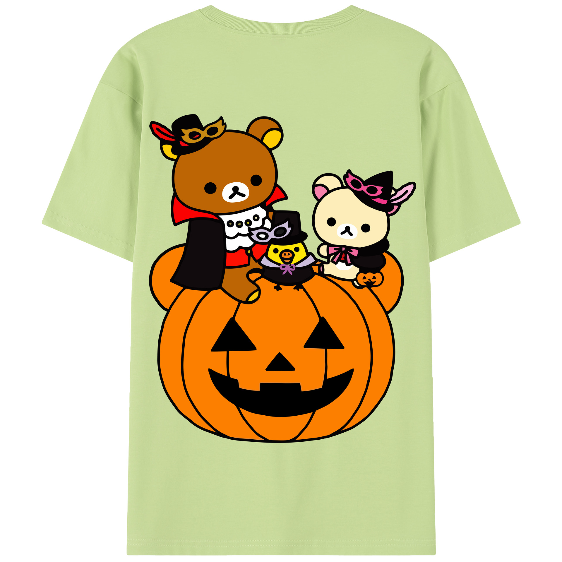 （画像用） リラックマ リラックマ キイロイトリ Rilakkuma Korilakkuma Kiiroitori 綿100％半袖Tシャツ（背面プリント）